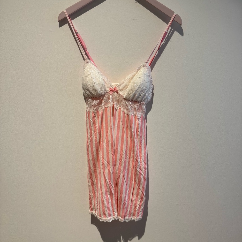 VICTORIA’S SECRET | NWT Pink & White Stripe Nightgown Babydoll Slip Dress M